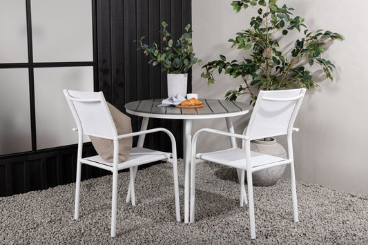 Break Matbord med Santorini Stolarna – Bord: ⌀90 Stol: 58x89x56
