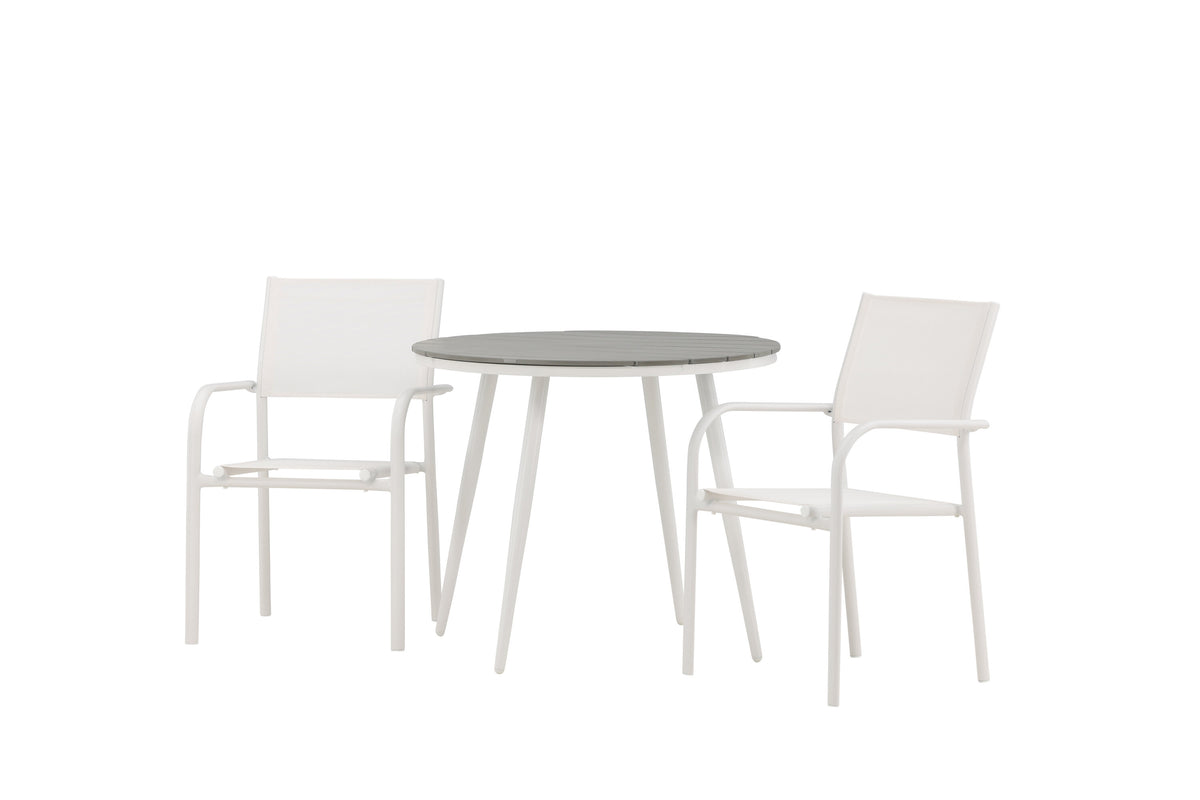 Break Matbord med Santorini Stolarna – Bord: ⌀90 Stol: 58x89x56