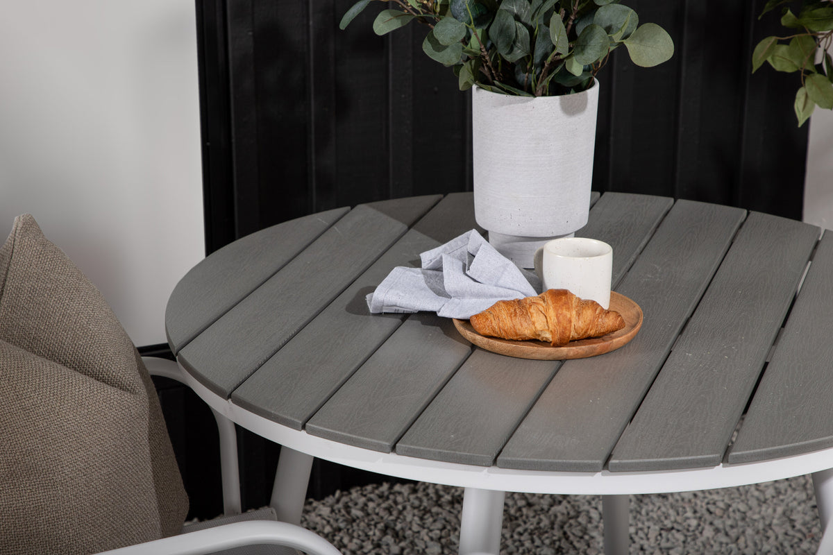 Break Matbord med Santorini Stolarna – Bord: ⌀90 Stol: 58x89x56
