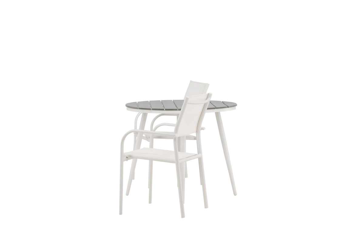 Break Matbord med Santorini Stolarna – Bord: ⌀90 Stol: 58x89x56