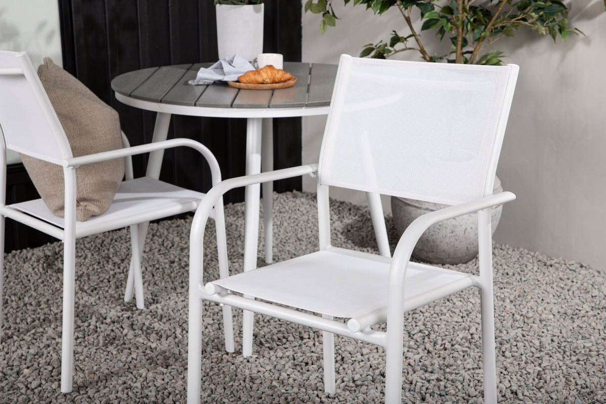 Break Matbord med Santorini Stolarna – Bord: ⌀90 Stol: 58x89x56