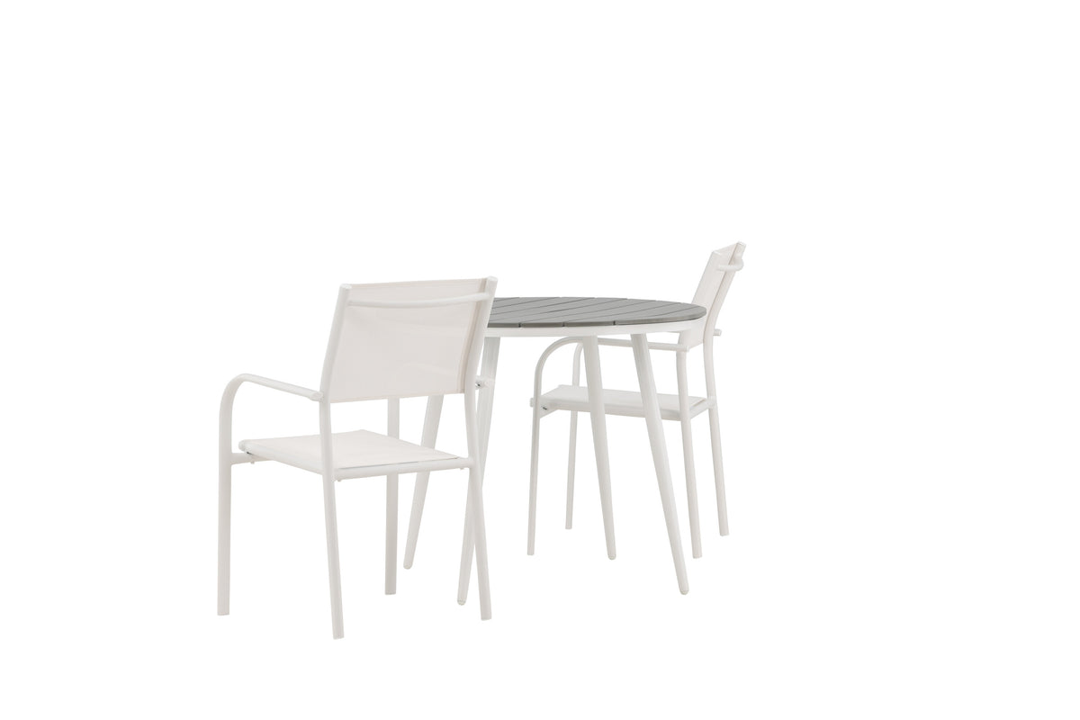 Break Matbord med Santorini Stolarna – Bord: ⌀90 Stol: 58x89x56