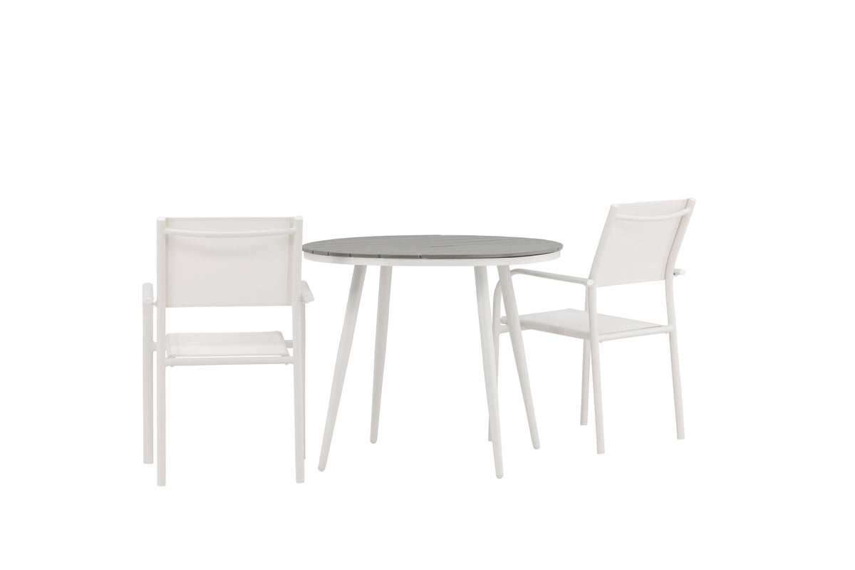 Break Matbord med Santorini Stolarna – Bord: ⌀90 Stol: 58x89x56
