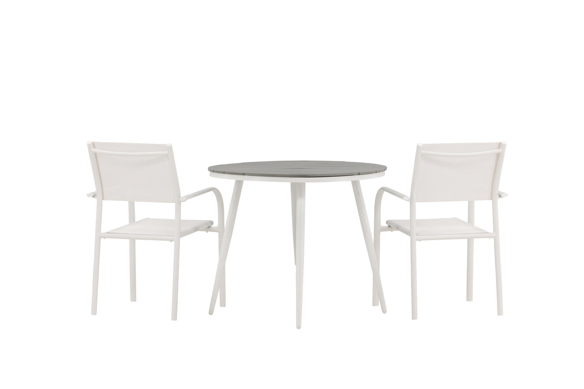 Break Matbord med Santorini Stolarna – Bord: ⌀90 Stol: 58x89x56