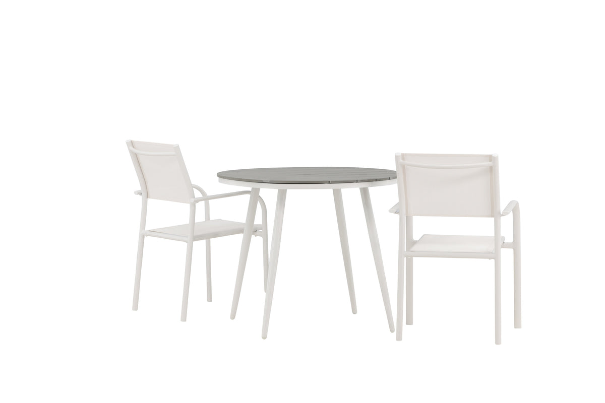 Break Matbord med Santorini Stolarna – Bord: ⌀90 Stol: 58x89x56