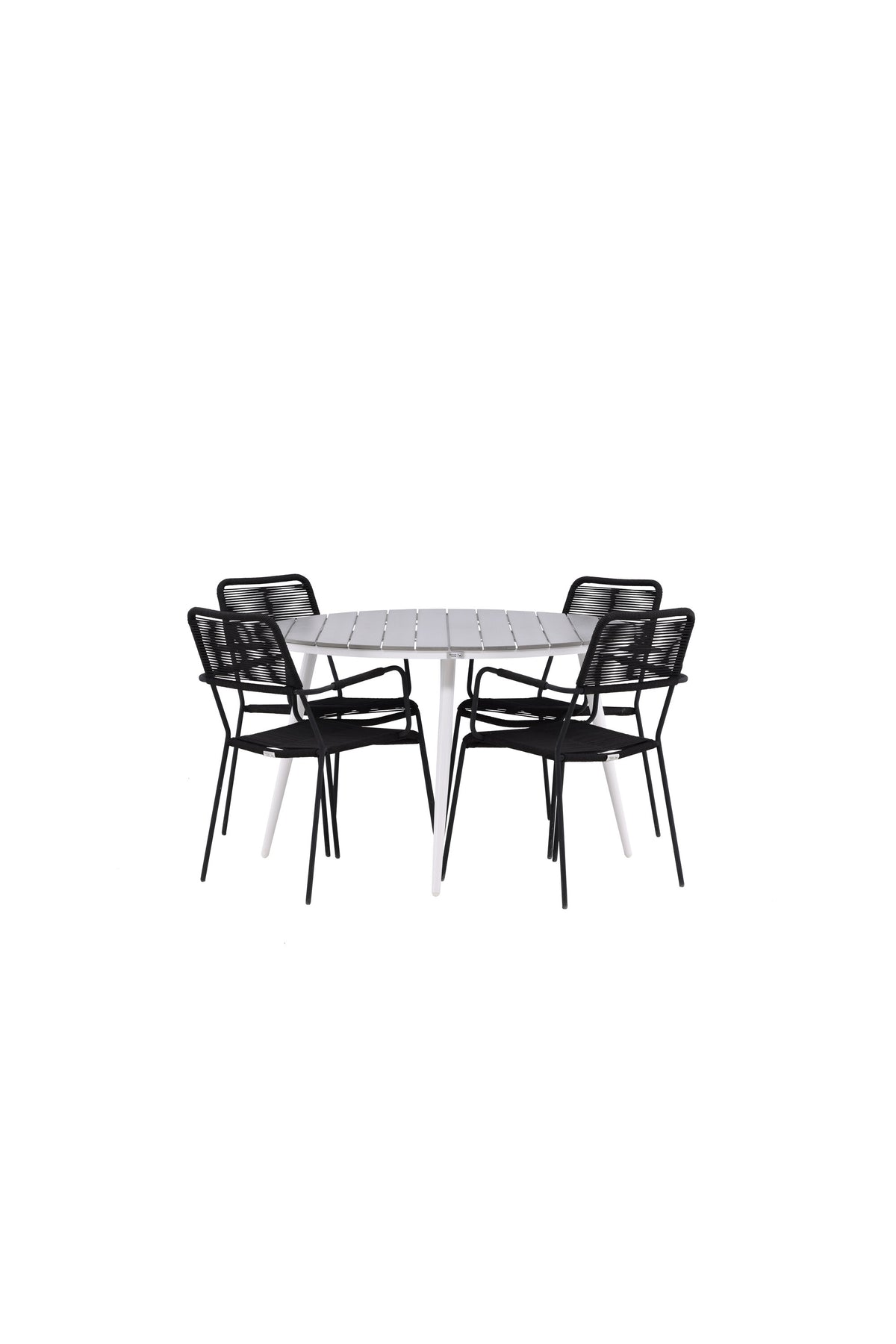 Break Matbord med Lindos Stolarna – Bord: ⌀120 Stol: 66x85x55
