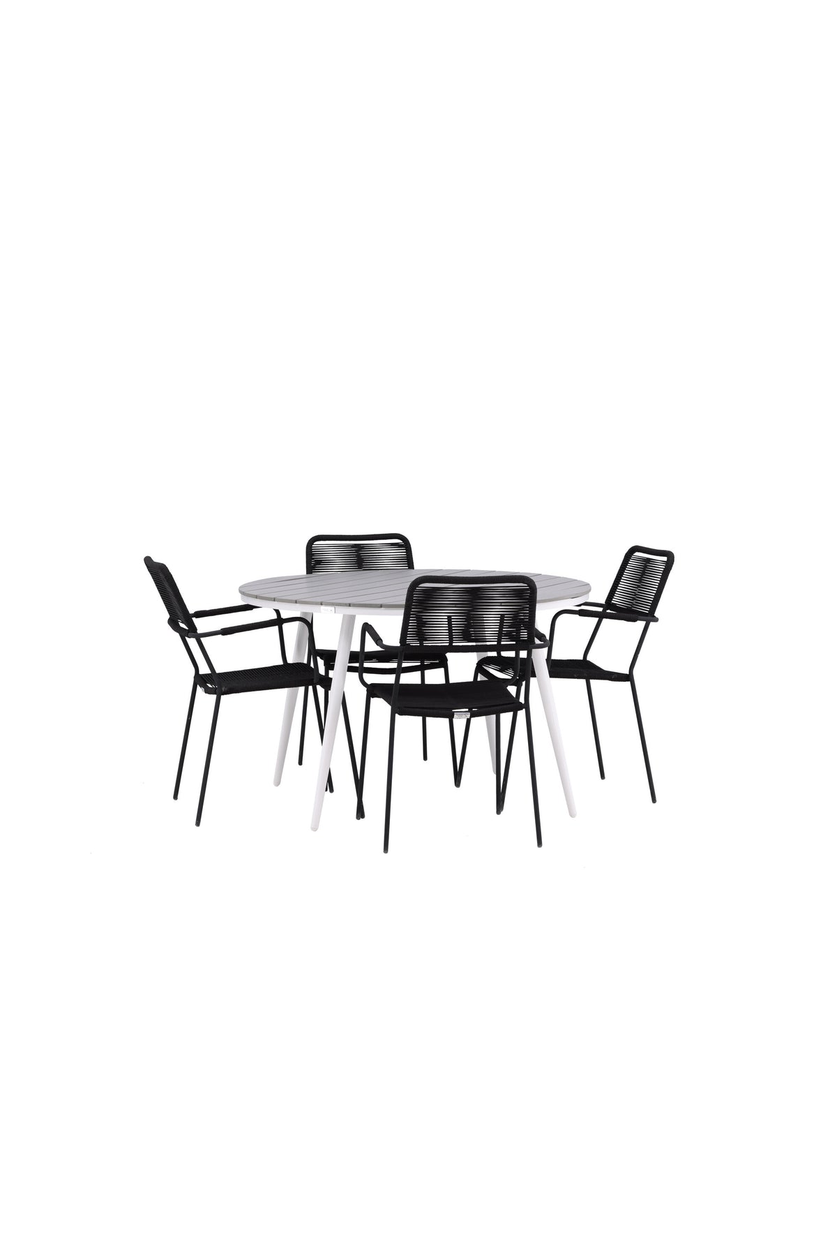 Break Matbord med Lindos Stolarna – Bord: ⌀120 Stol: 66x85x55