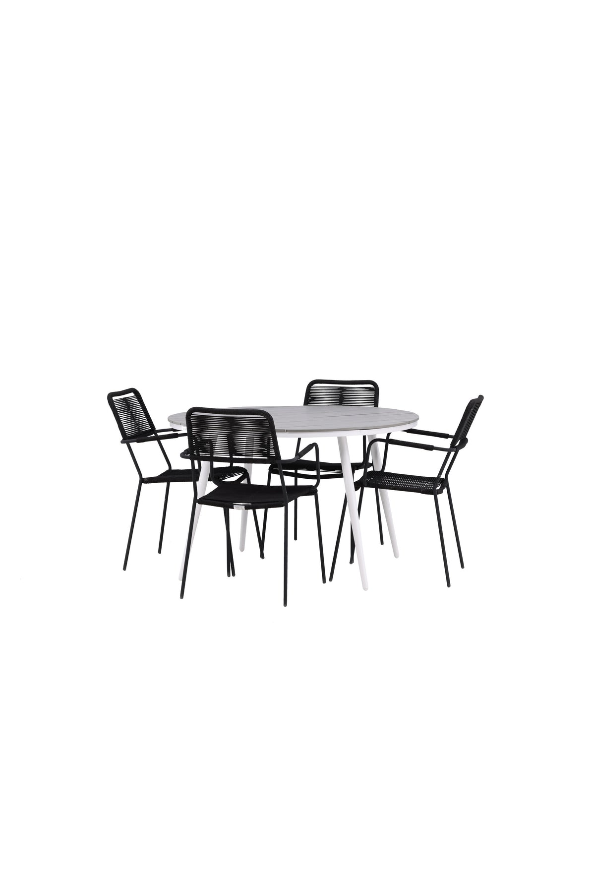 Break Matbord med Lindos Stolarna – Bord: ⌀120 Stol: 66x85x55