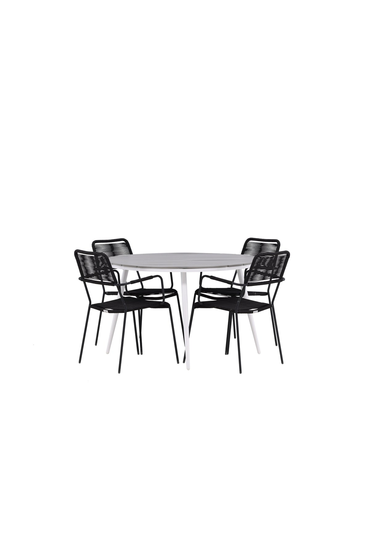 Break Matbord med Lindos Stolarna – Bord: ⌀120 Stol: 66x85x55