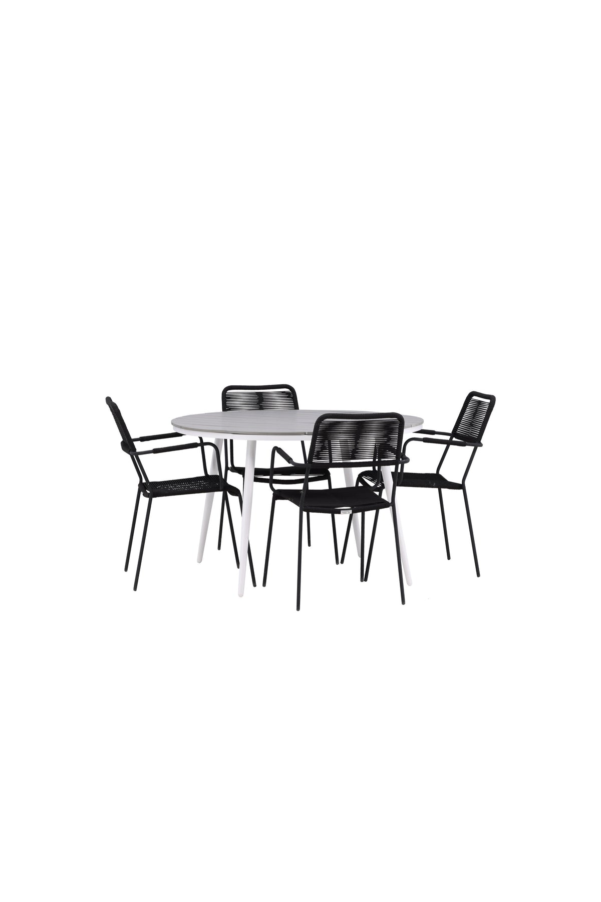 Break Matbord med Lindos Stolarna – Bord: ⌀120 Stol: 66x85x55