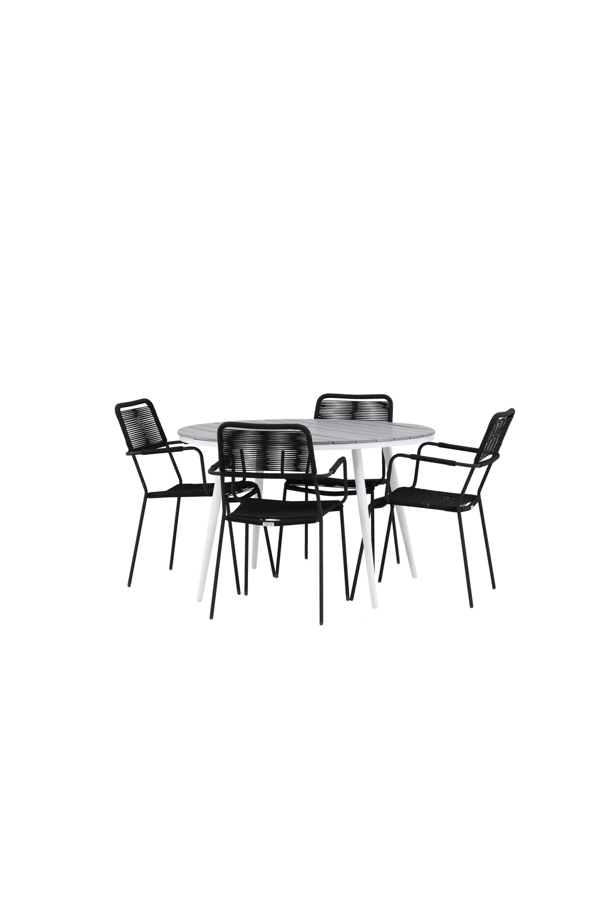 Break Matbord med Lindos Stolarna – Bord: ⌀120 Stol: 66x85x55