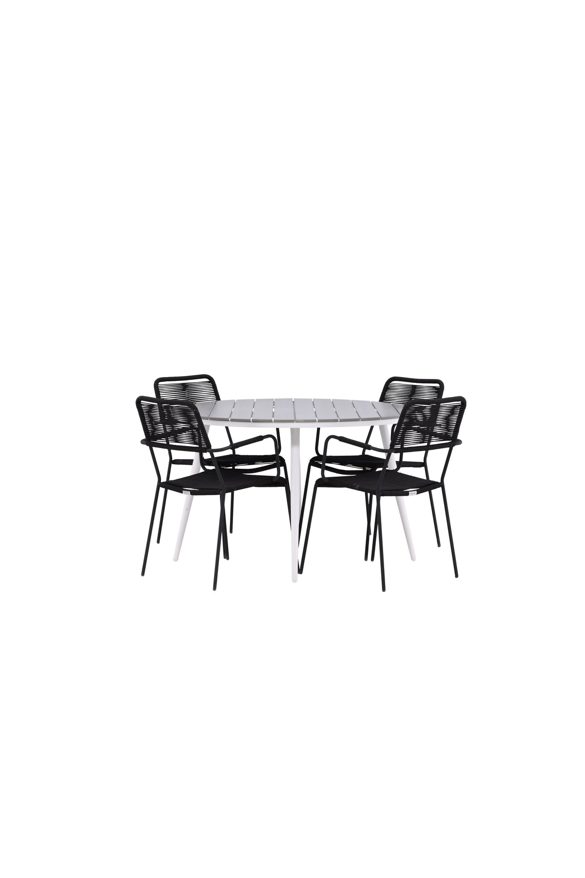 Break Matbord med Lindos Stolarna – Bord: ⌀120 Stol: 66x85x55