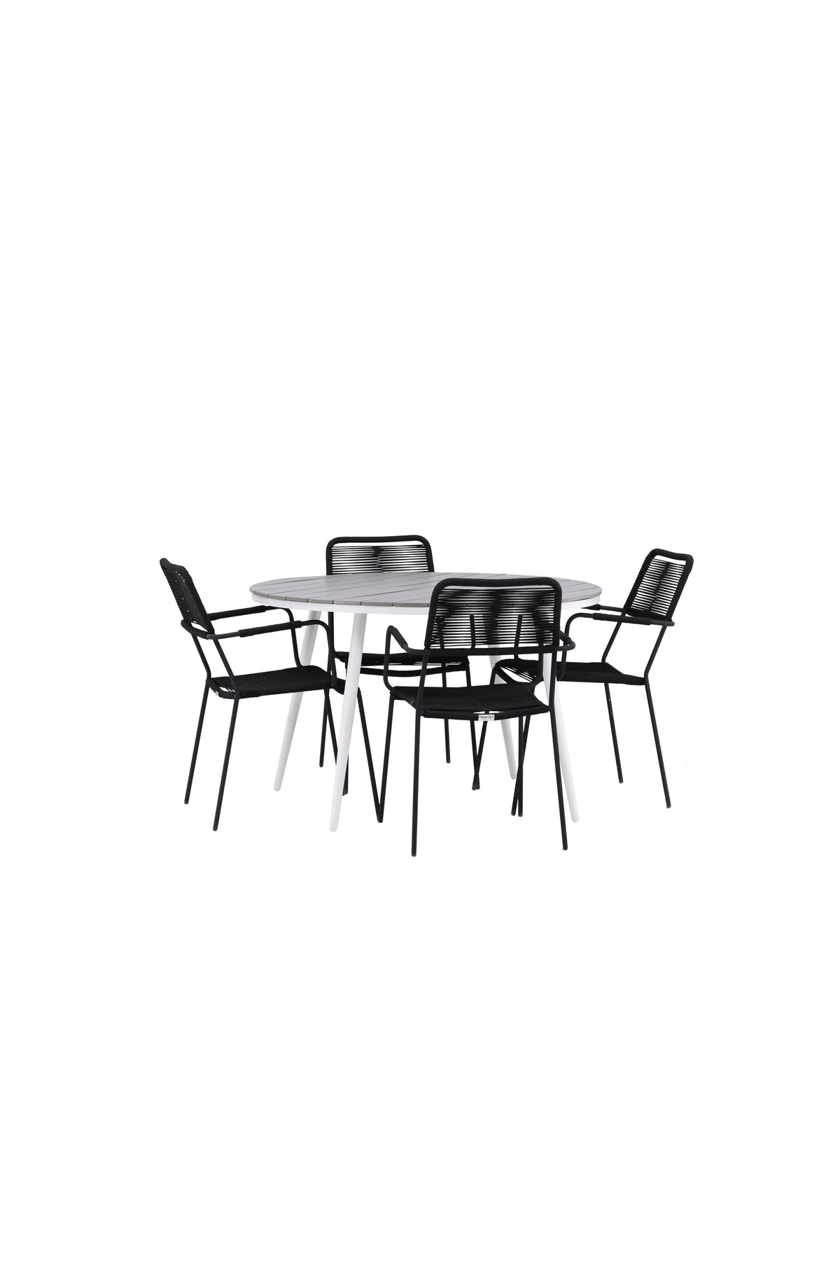Break Matbord med Lindos Stolarna – Bord: ⌀120 Stol: 66x85x55