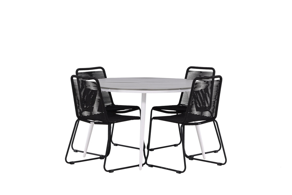 Break Matbord med Lindos Stolarna – Bord: ⌀120 Stol: 59x86x57