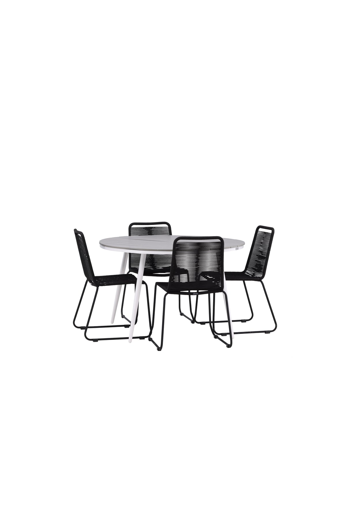 Break Matbord med Lindos Stolarna – Bord: ⌀120 Stol: 59x86x57