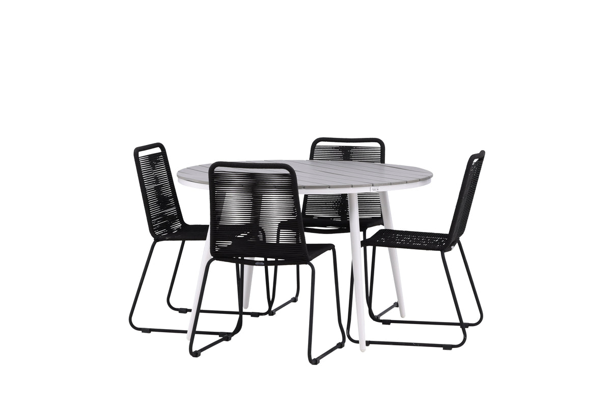Break Matbord med Lindos Stolarna – Bord: ⌀120 Stol: 59x86x57
