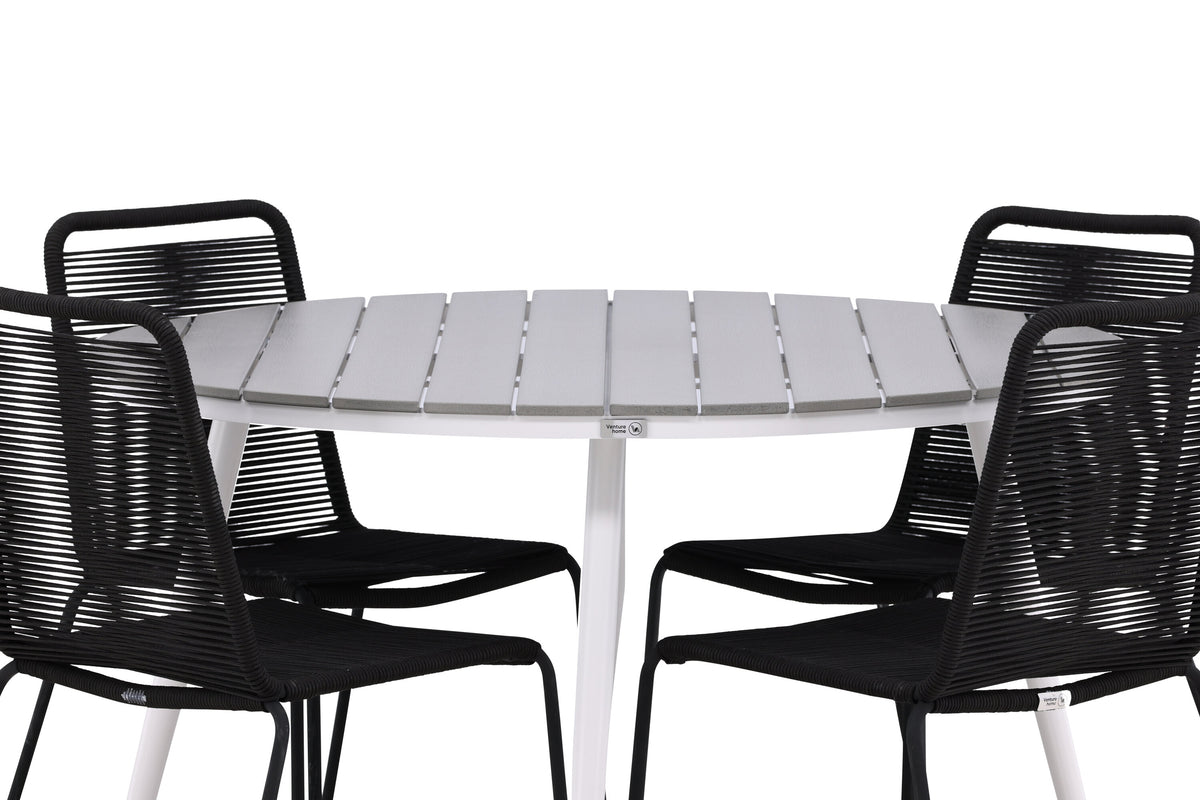Break Matbord med Lindos Stolarna – Bord: ⌀120 Stol: 59x86x57