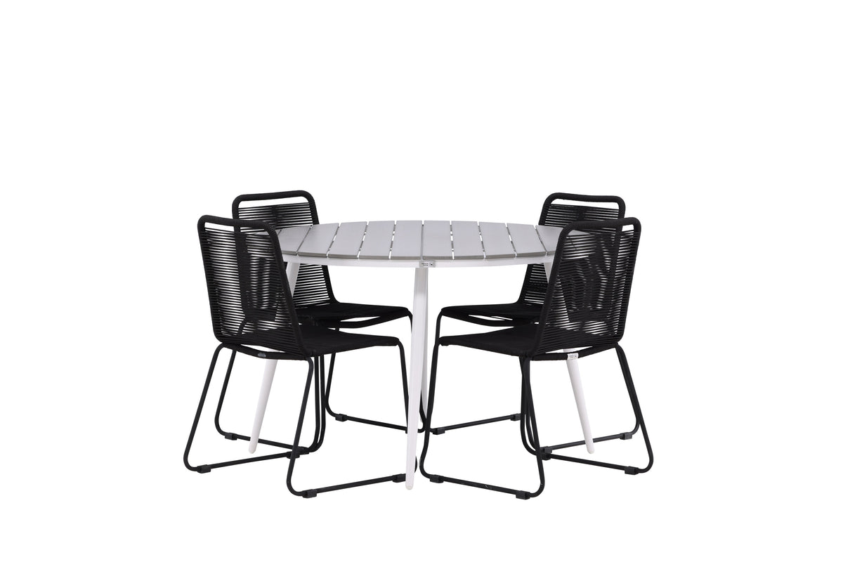 Break Matbord med Lindos Stolarna – Bord: ⌀120 Stol: 59x86x57