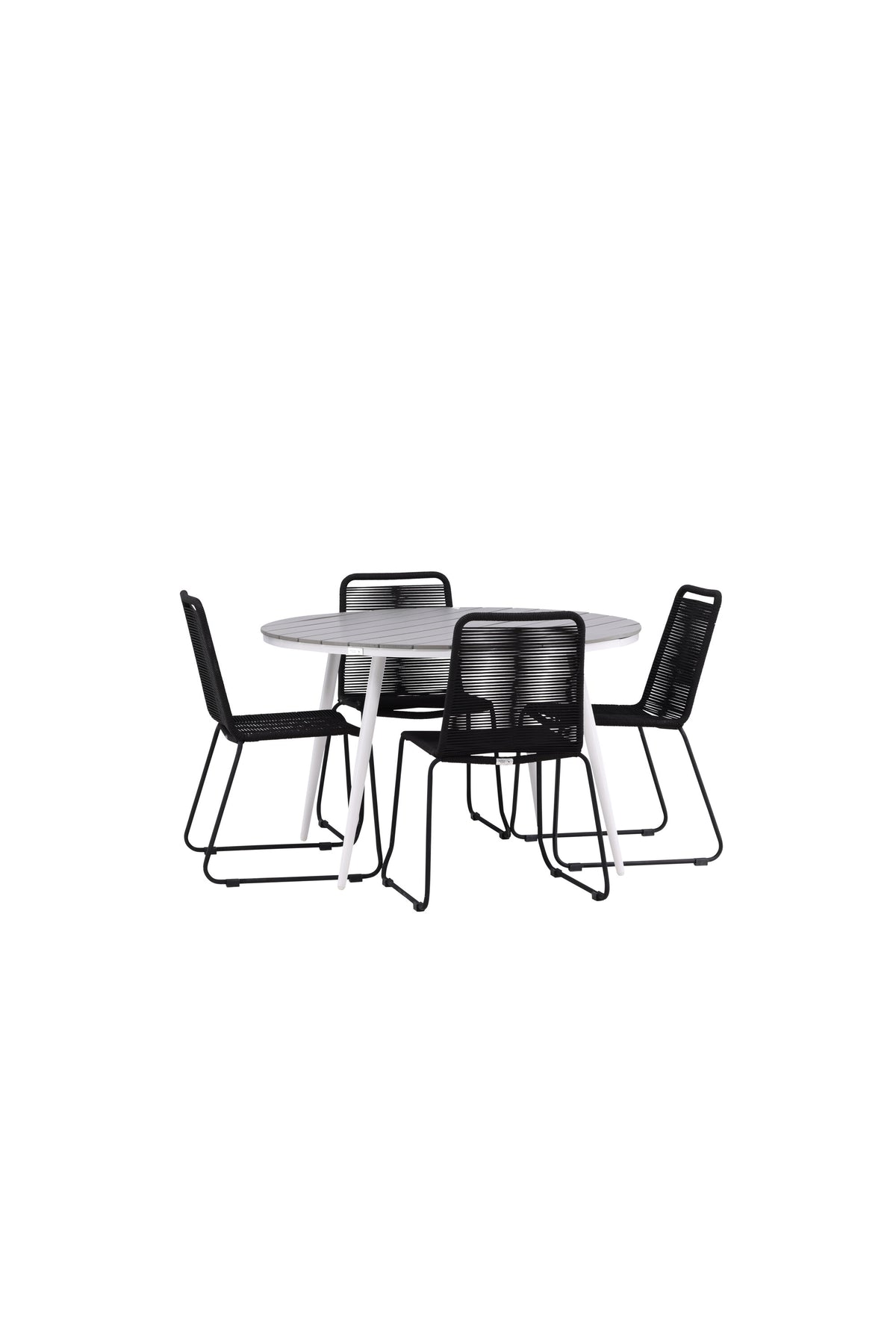 Break Matbord med Lindos Stolarna – Bord: ⌀120 Stol: 59x86x57