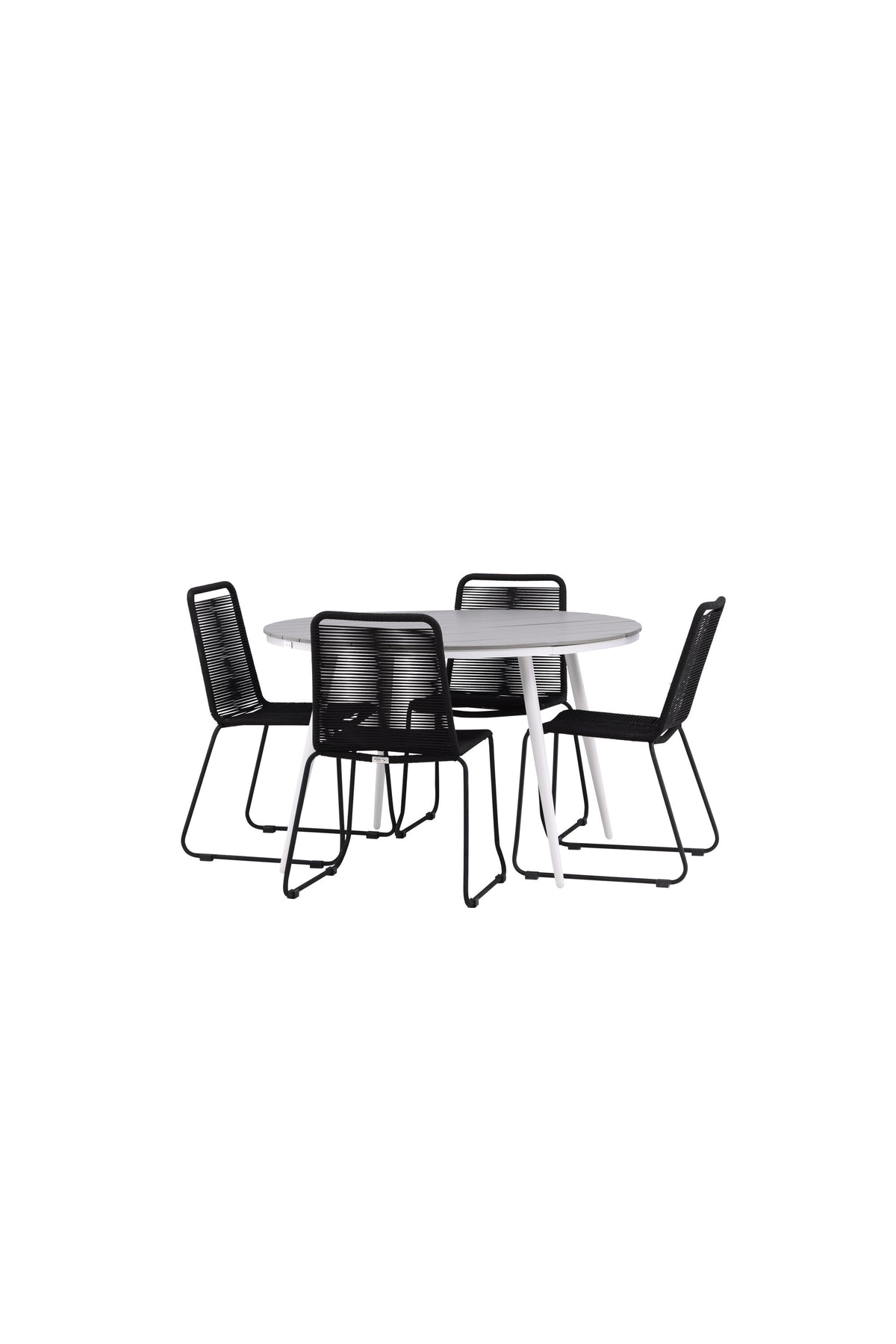 Break Matbord med Lindos Stolarna – Bord: ⌀120 Stol: 59x86x57