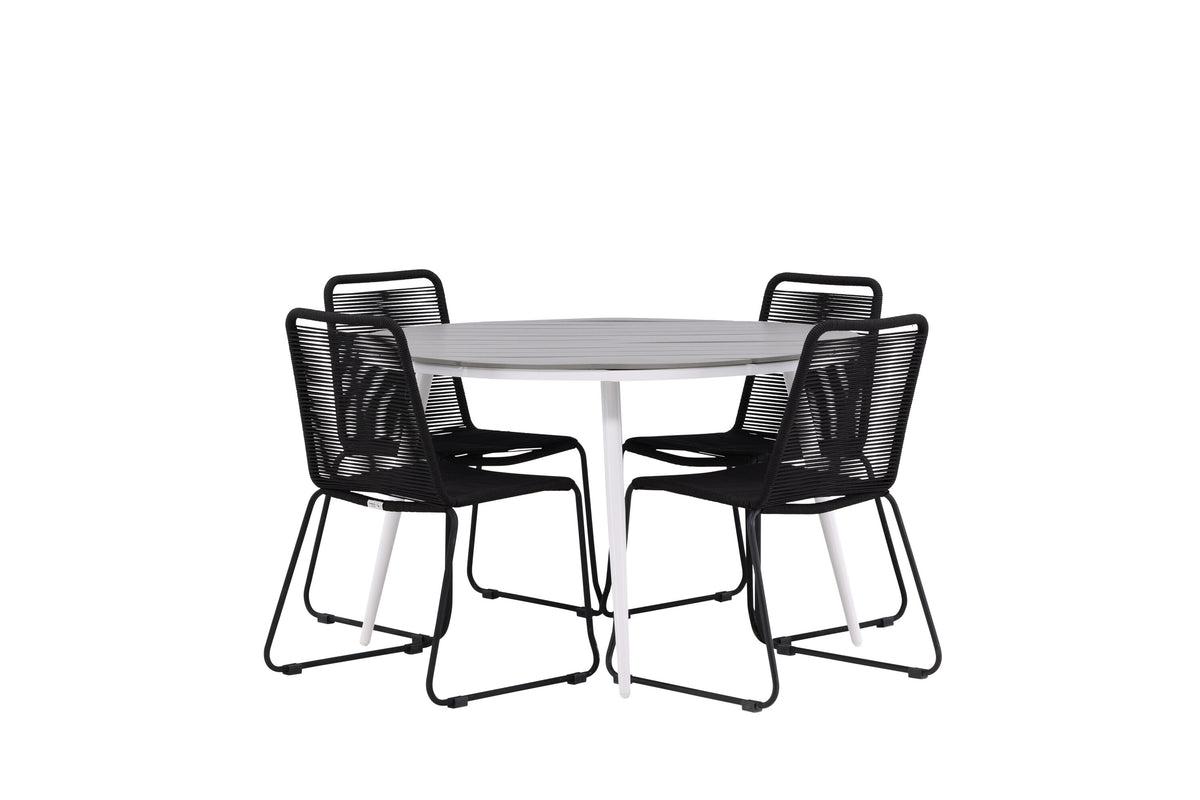 Break Matbord med Lindos Stolarna – Bord: ⌀120 Stol: 59x86x57