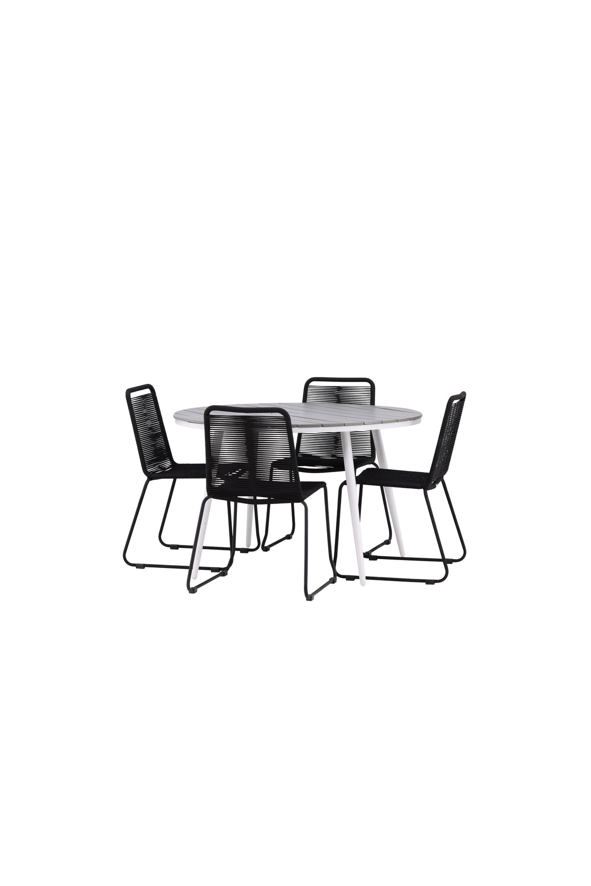 Break Matbord med Lindos Stolarna – Bord: ⌀120 Stol: 59x86x57