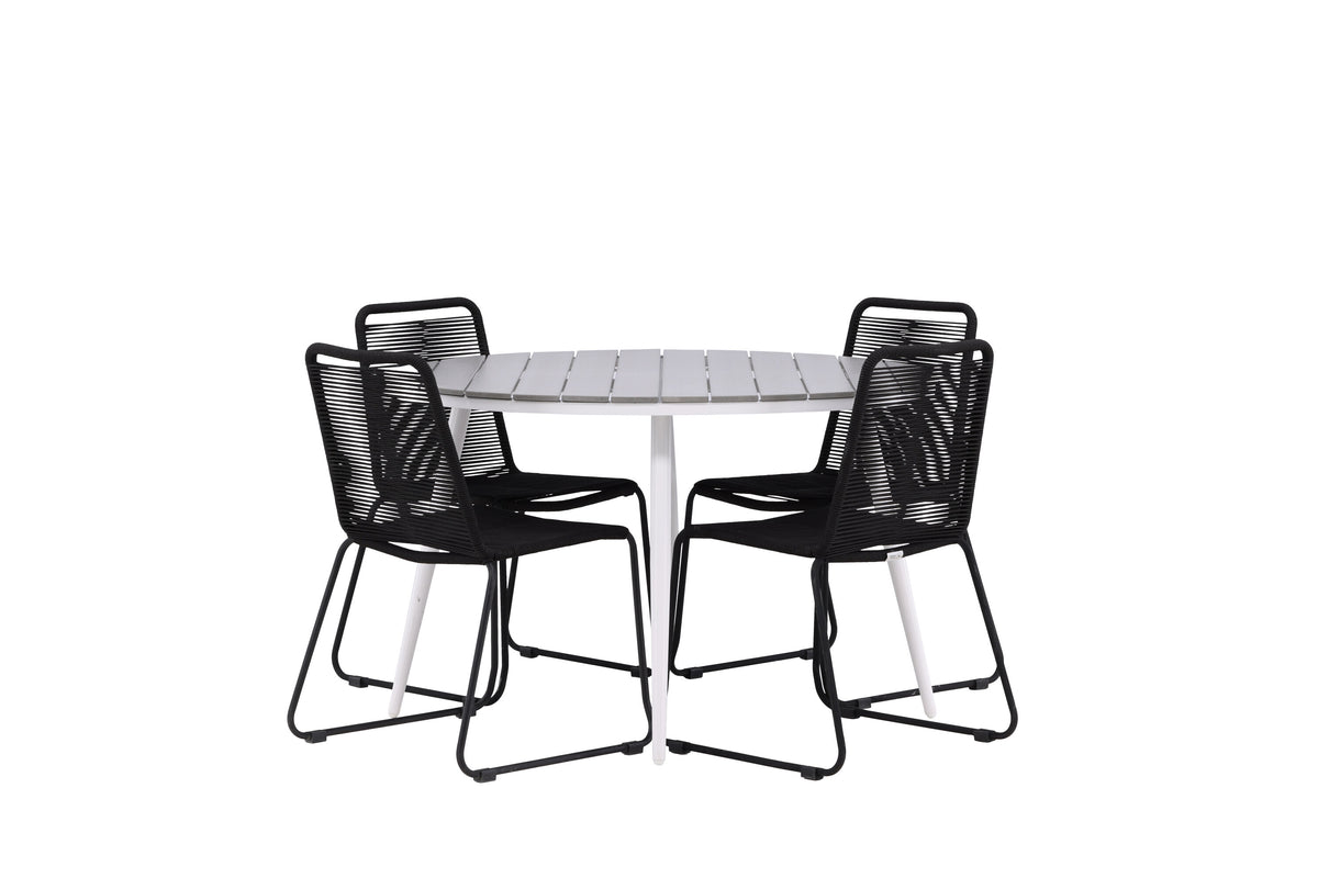 Break Matbord med Lindos Stolarna – Bord: ⌀120 Stol: 59x86x57