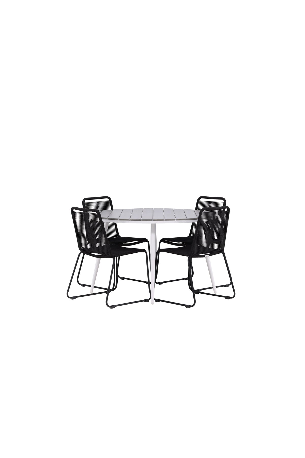 Break Matbord med Lindos Stolarna – Bord: ⌀120 Stol: 59x86x57