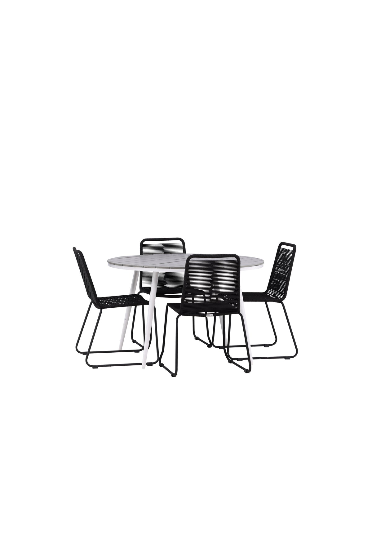 Break Matbord med Lindos Stolarna – Bord: ⌀120 Stol: 59x86x57