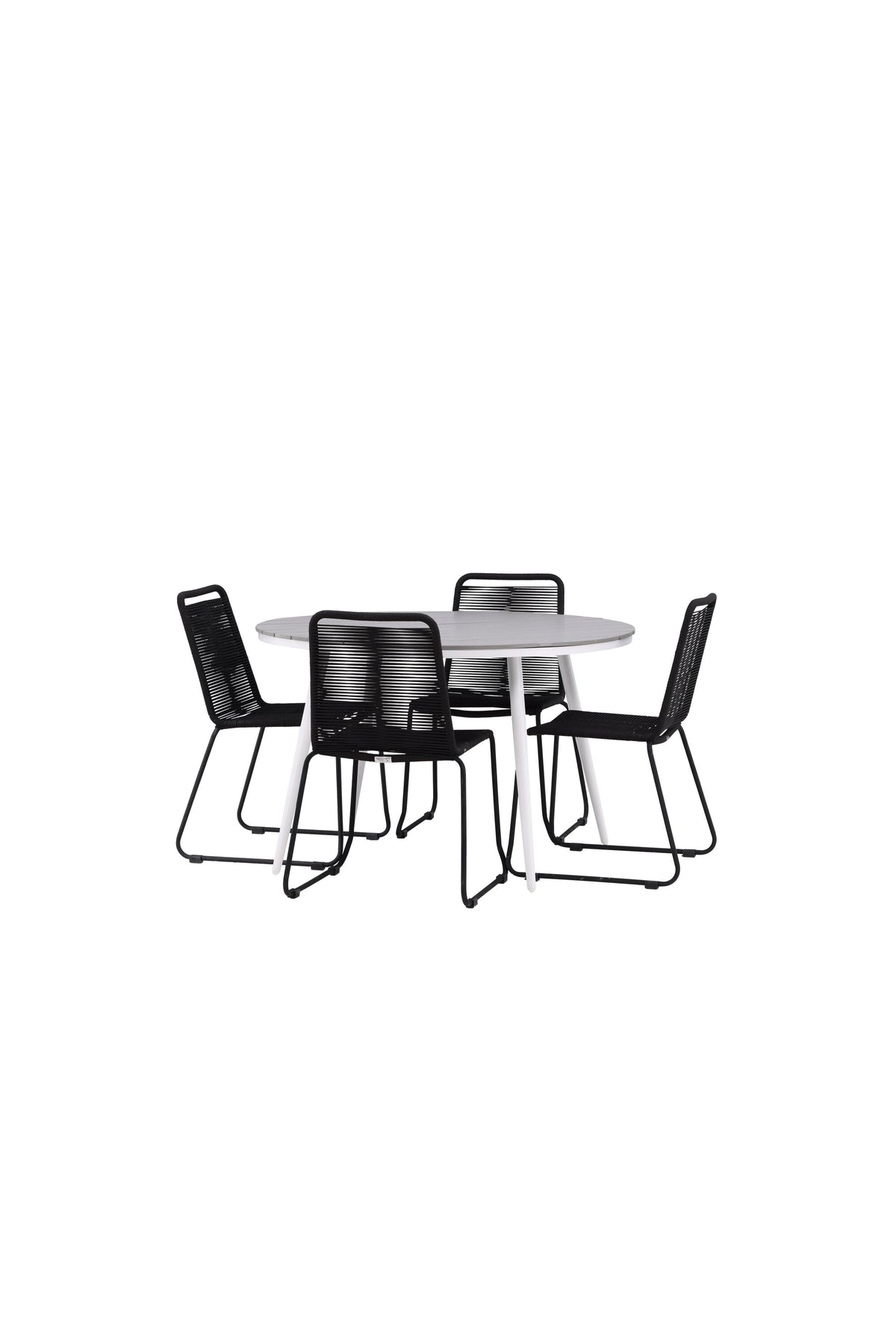 Break Matbord med Lindos Stolarna – Bord: ⌀120 Stol: 59x86x57