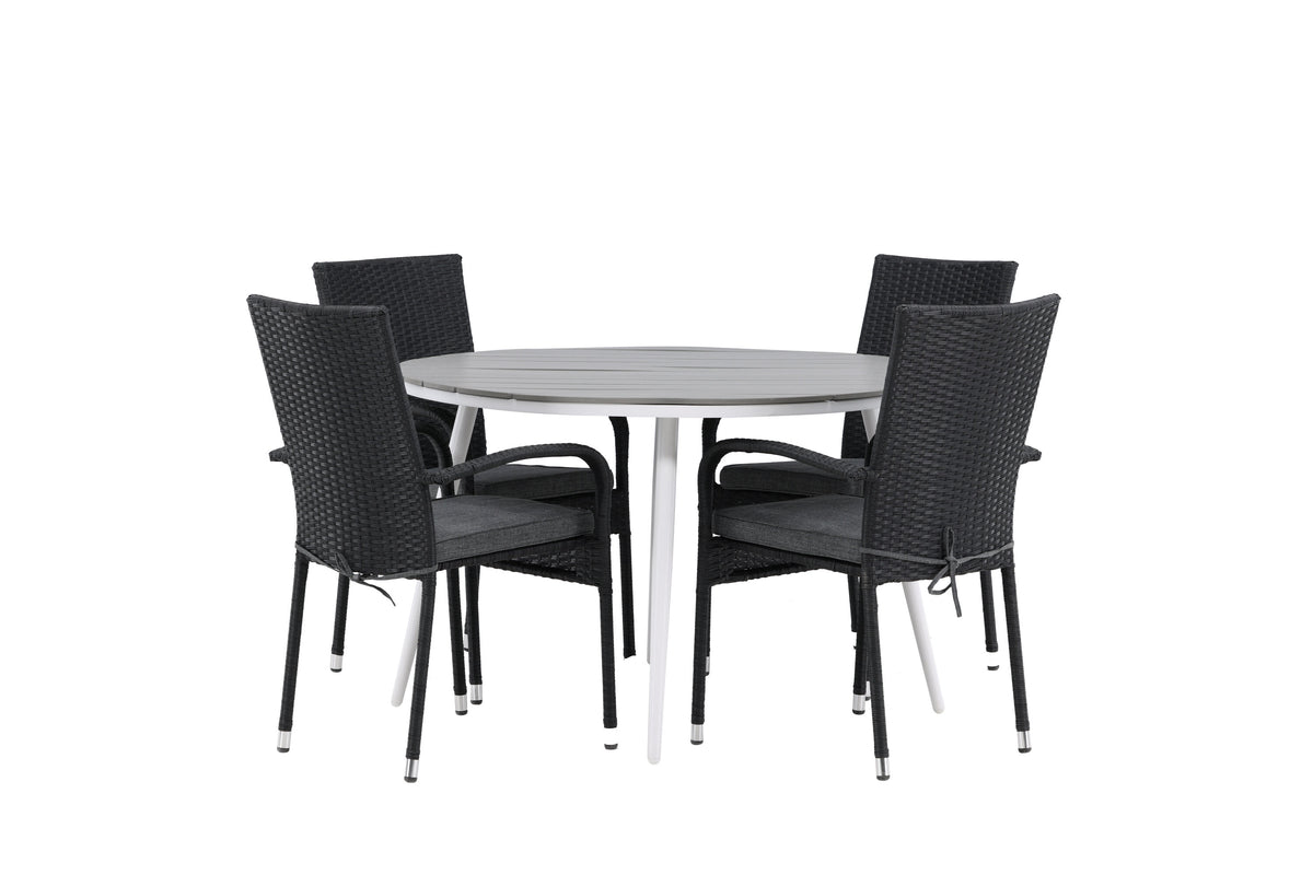 Break Matbord med Anna Stolarna – Bord: ⌀120 Stol: 64x95x55