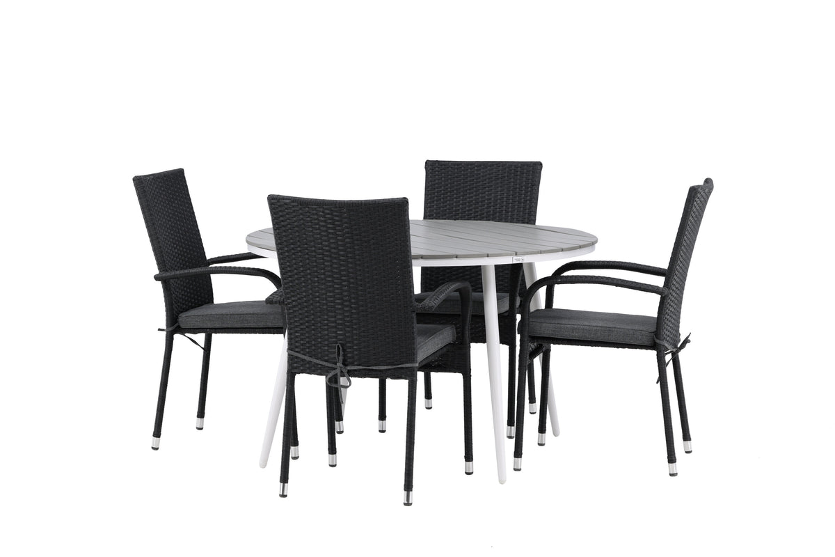 Break Matbord med Anna Stolarna – Bord: ⌀120 Stol: 64x95x55