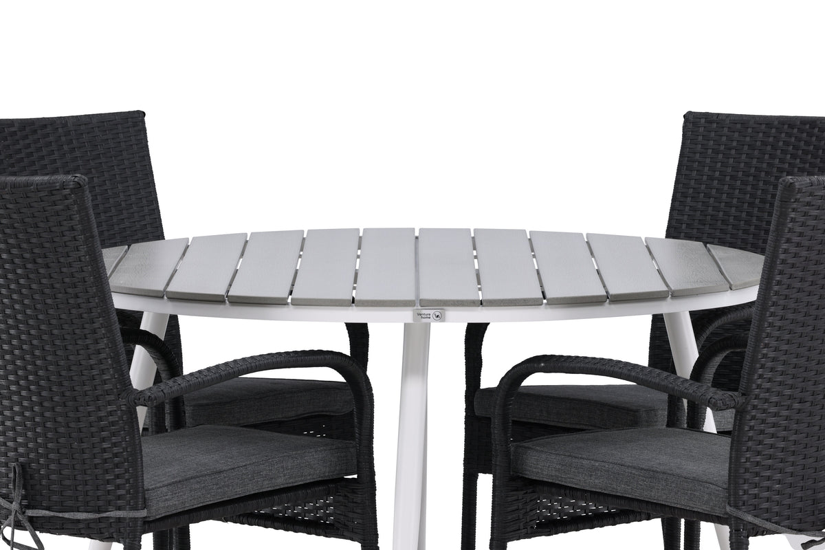 Break Matbord med Anna Stolarna – Bord: ⌀120 Stol: 64x95x55