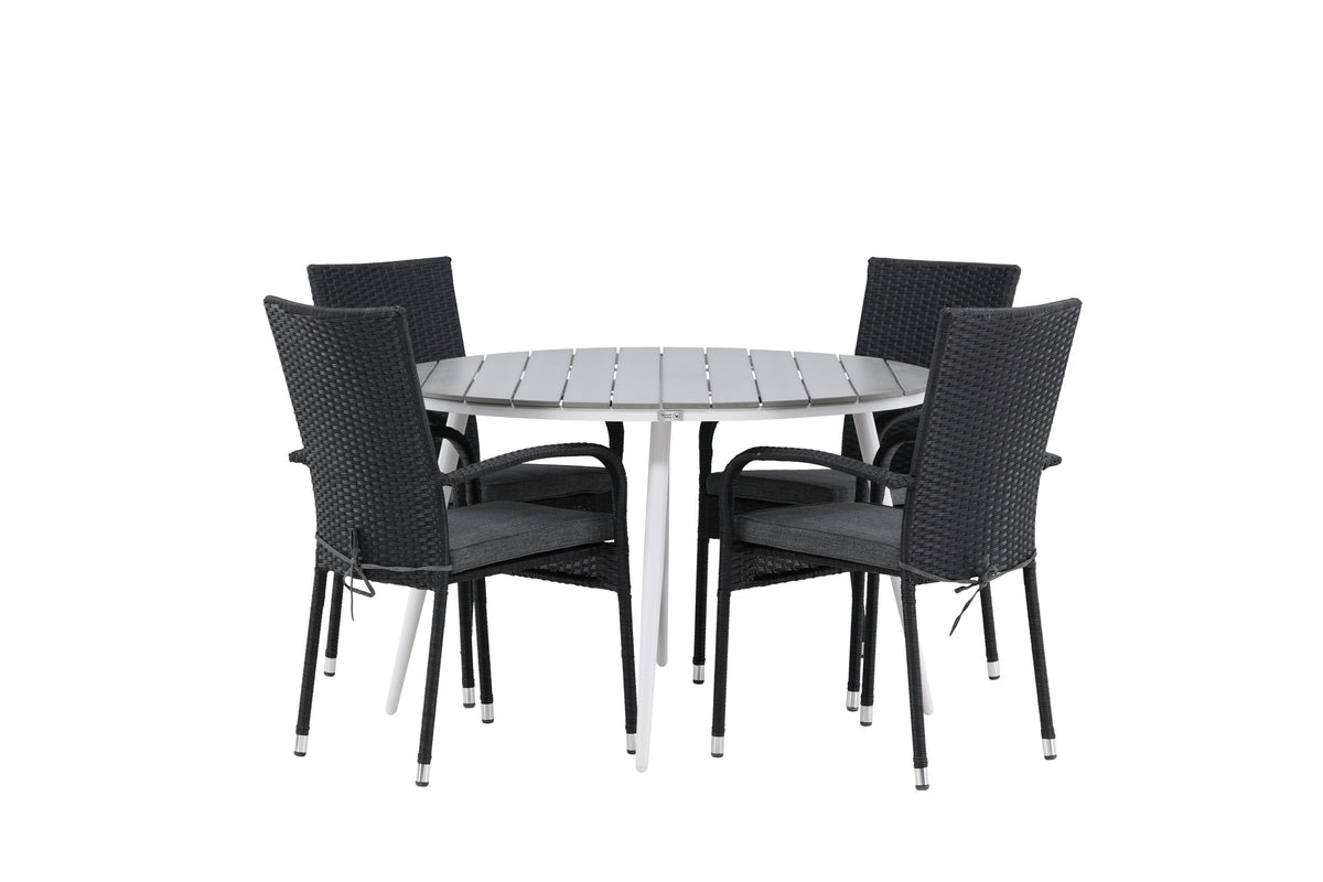 Break Matbord med Anna Stolarna – Bord: ⌀120 Stol: 64x95x55