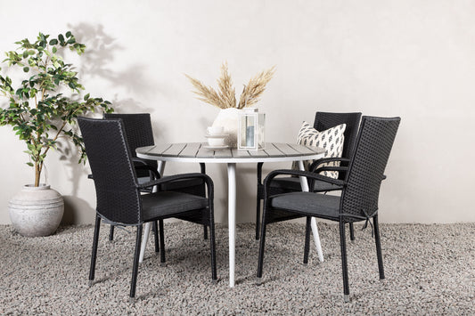 Break Matbord med Anna Stolarna – Bord: ⌀120 Stol: 64x95x55