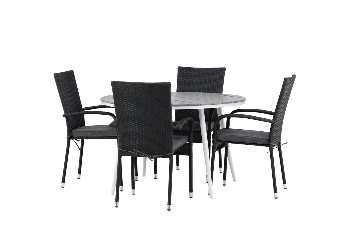 Break Matbord med Anna Stolarna – Bord: ⌀120 Stol: 64x95x55