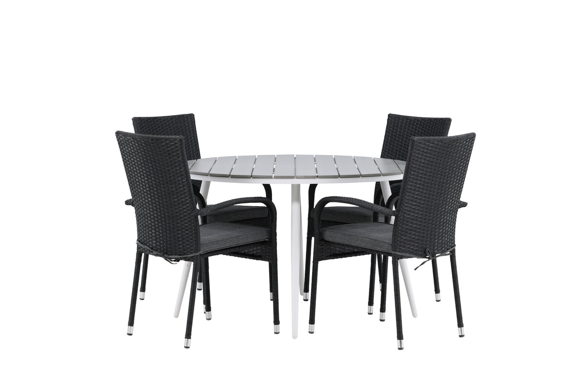 Break Matbord med Anna Stolarna – Bord: ⌀120 Stol: 64x95x55
