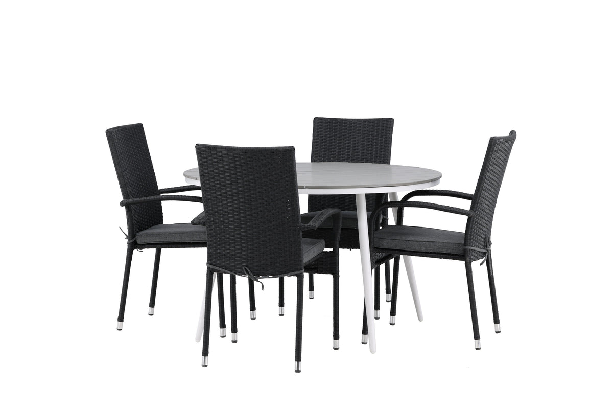 Break Matbord med Anna Stolarna – Bord: ⌀120 Stol: 64x95x55