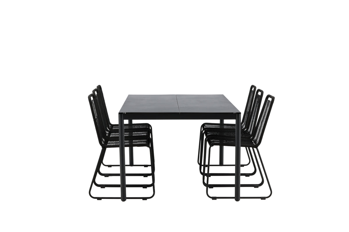 Modena Matbord med Lindos Stolarna – Aluminium