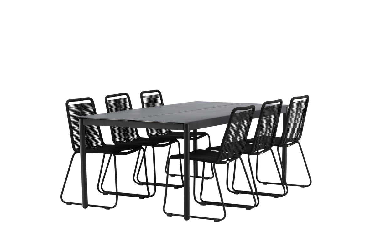 Modena Matbord med Lindos Stolarna – Aluminium