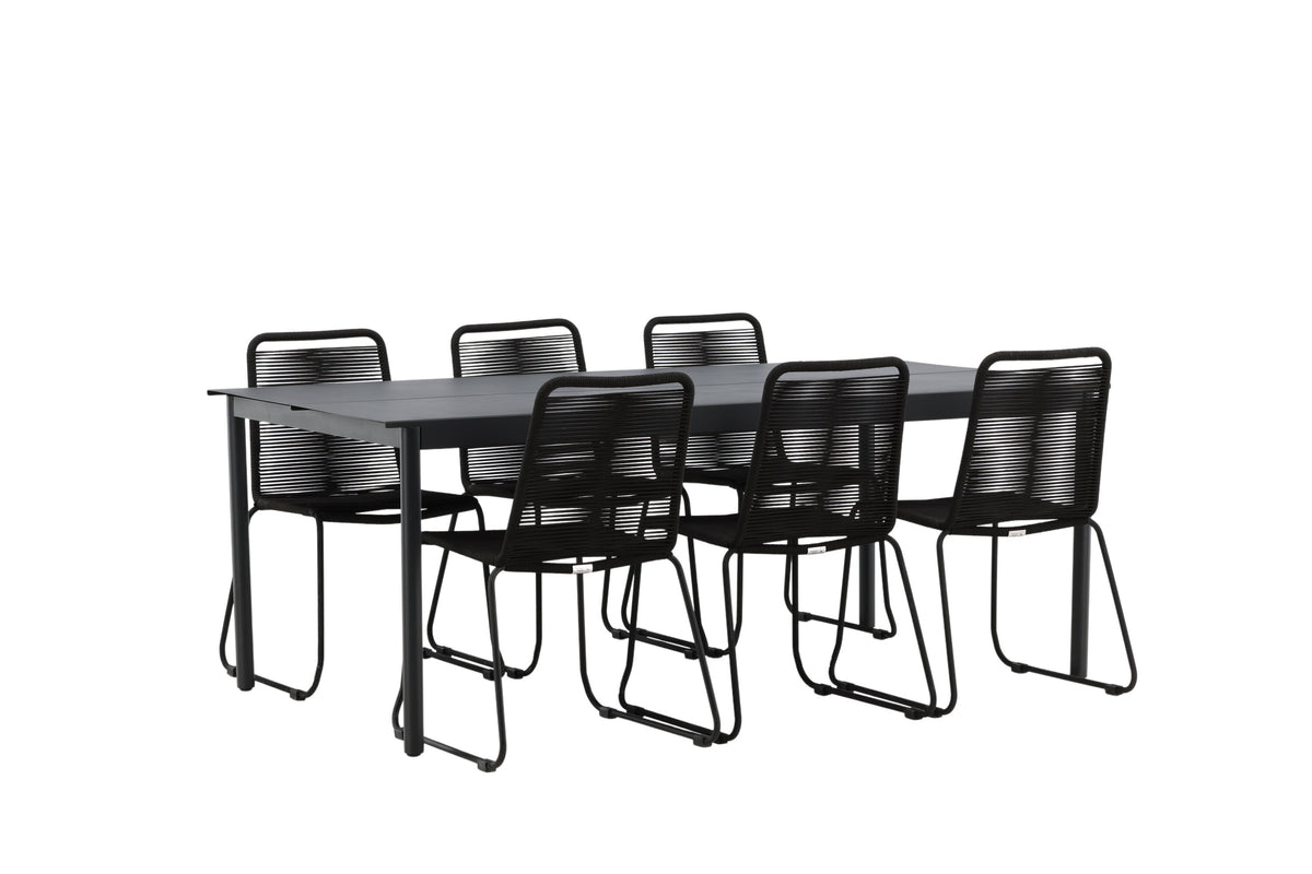 Modena Matbord med Lindos Stolarna – Aluminium