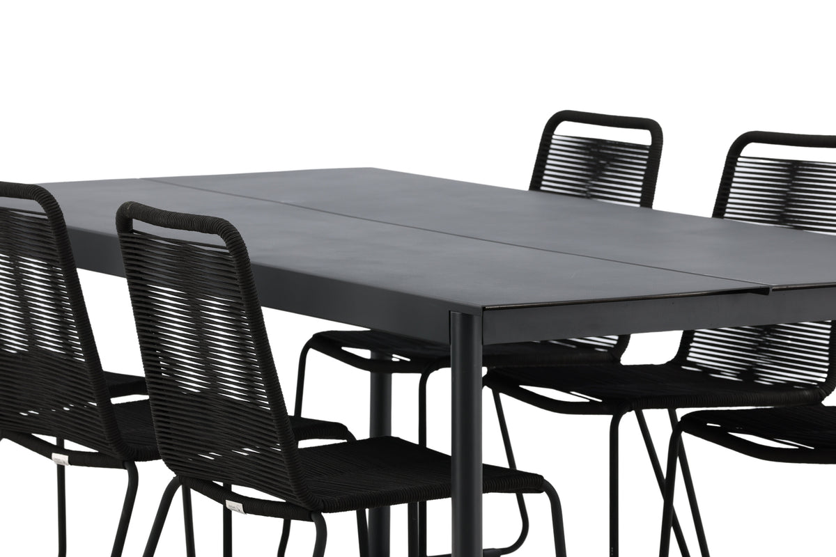 Modena Matbord med Lindos Stolarna – Aluminium
