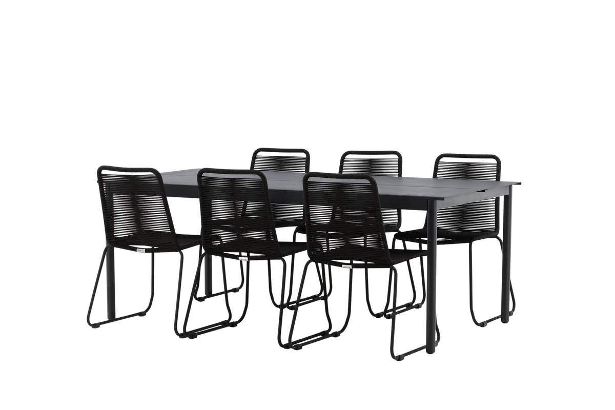 Modena Matbord med Lindos Stolarna – Aluminium