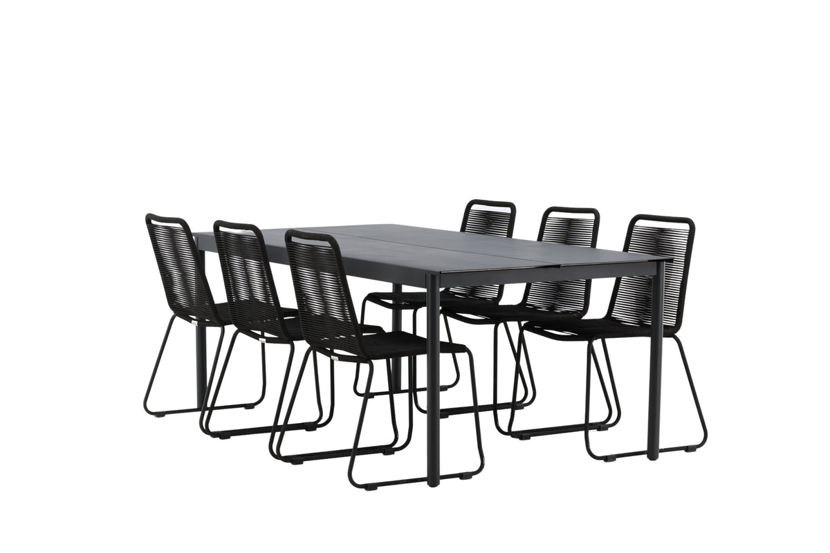 Modena Matbord med Lindos Stolarna – Aluminium