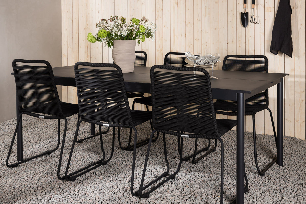Modena Matbord med Lindos Stolarna – Aluminium
