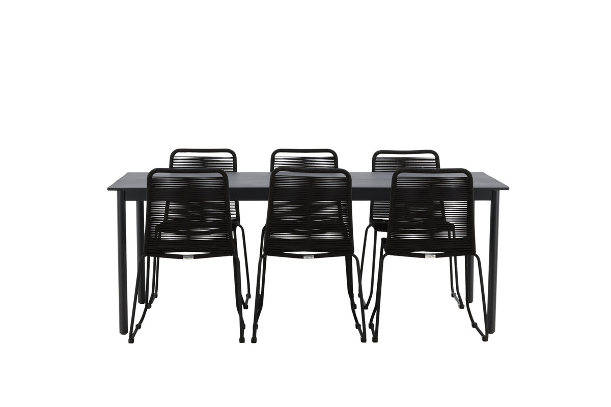 Modena Matbord med Lindos Stolarna – Aluminium