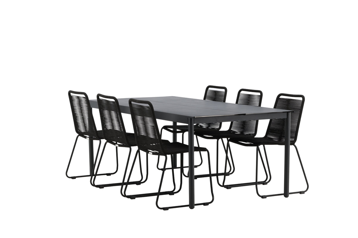 Modena Matbord med Lindos Stolarna – Aluminium