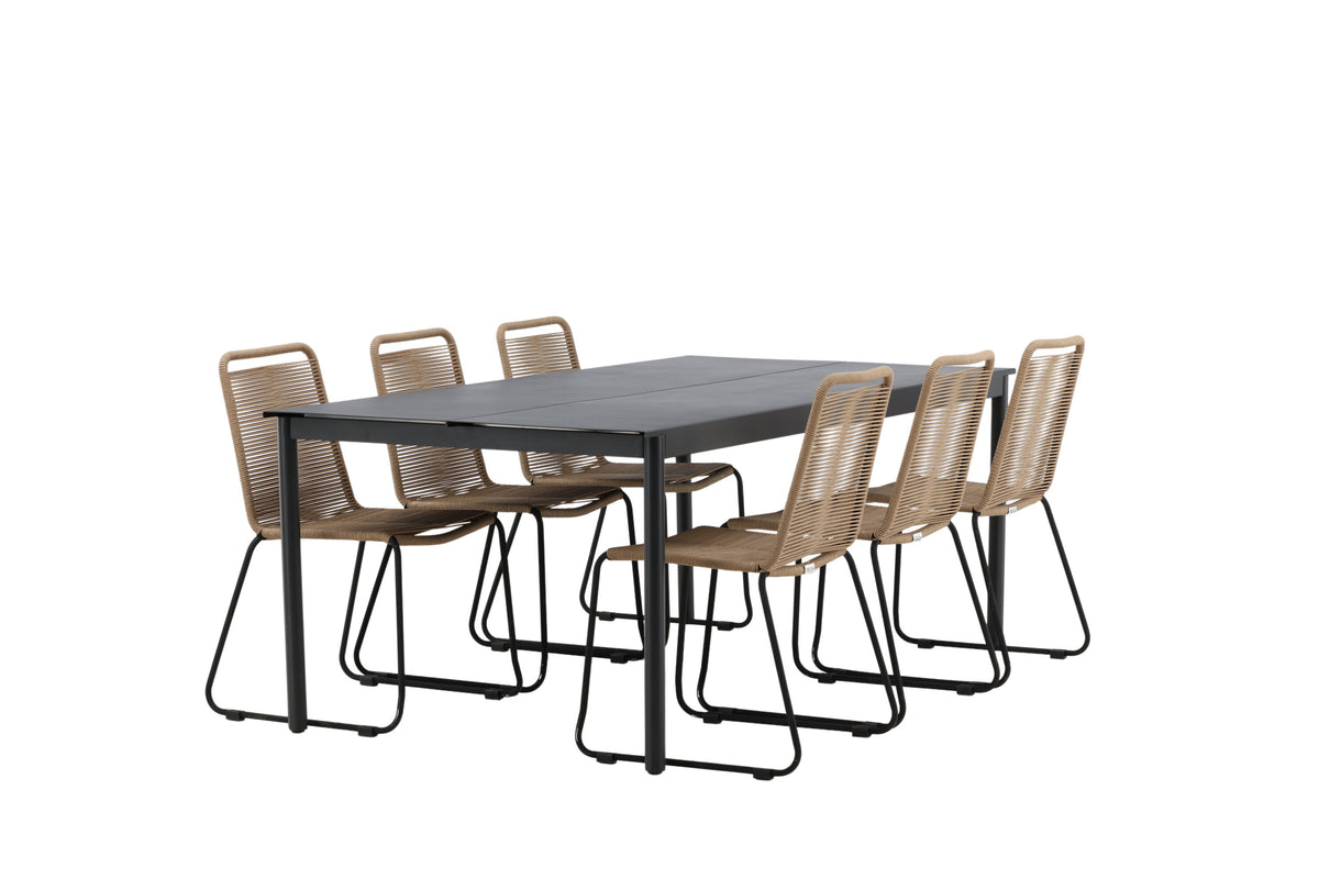 Modena Matbord med Lindos Stolarna – Bord: 75x200x100 Stol: 59x86x57