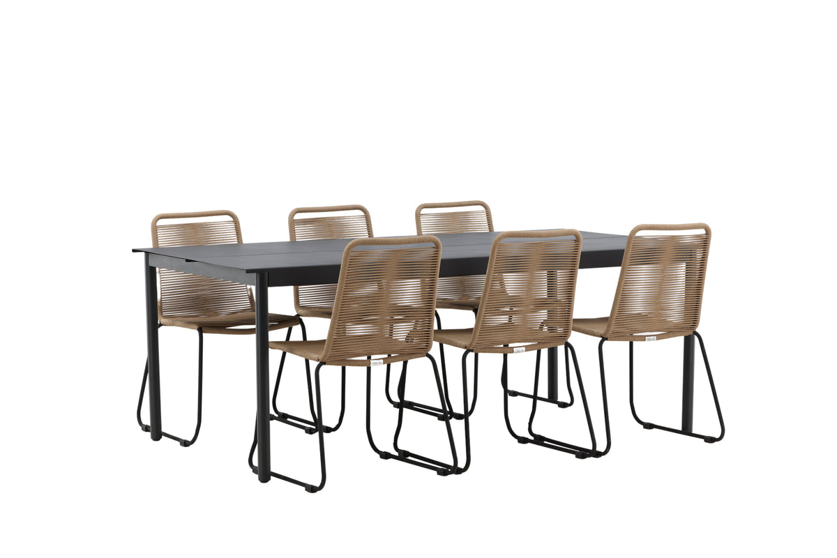 Modena Matbord med Lindos Stolarna – Bord: 75x200x100 Stol: 59x86x57
