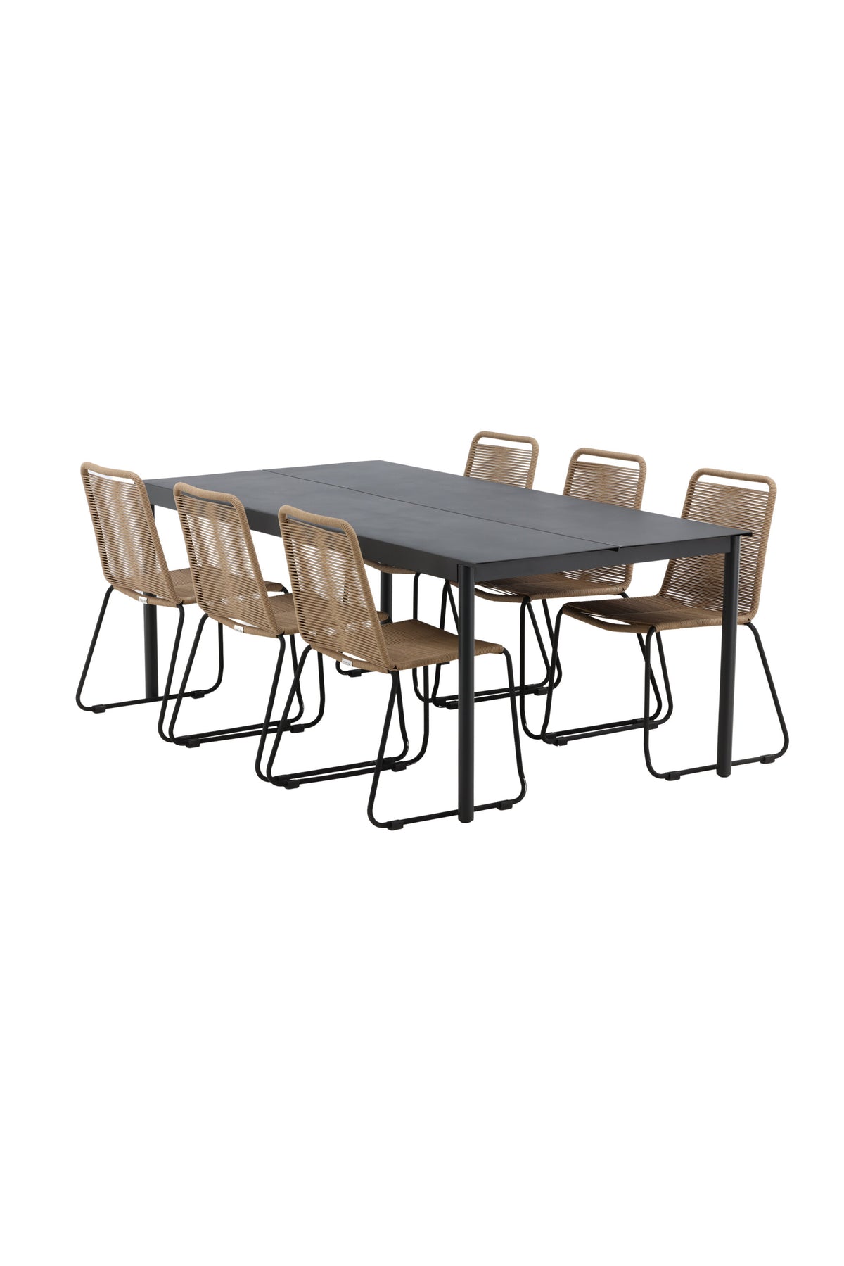 Modena Matbord med Lindos Stolarna – Bord: 75x200x100 Stol: 59x86x57